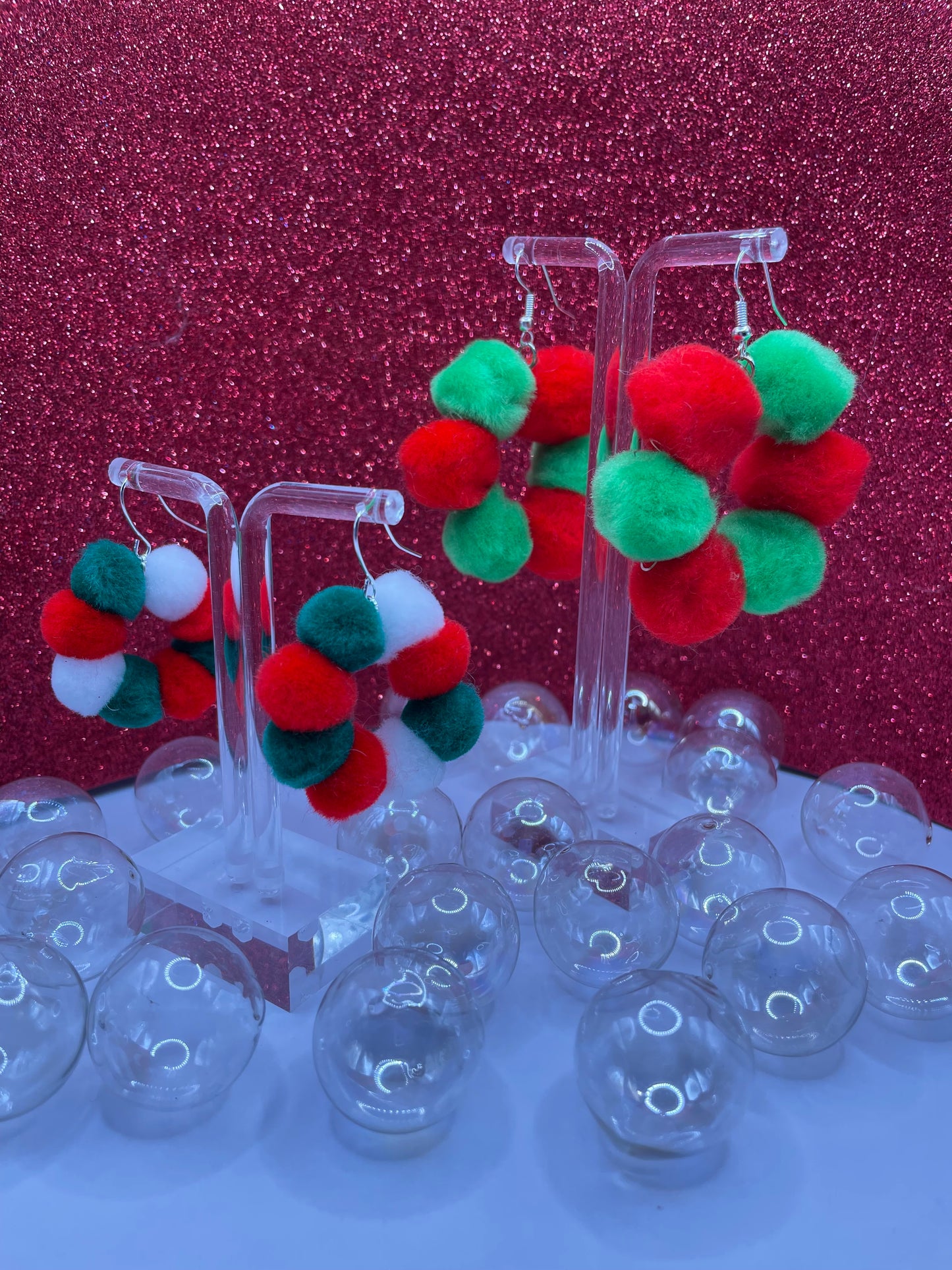 Mini Whoville Pom Pom Hoop Earrings