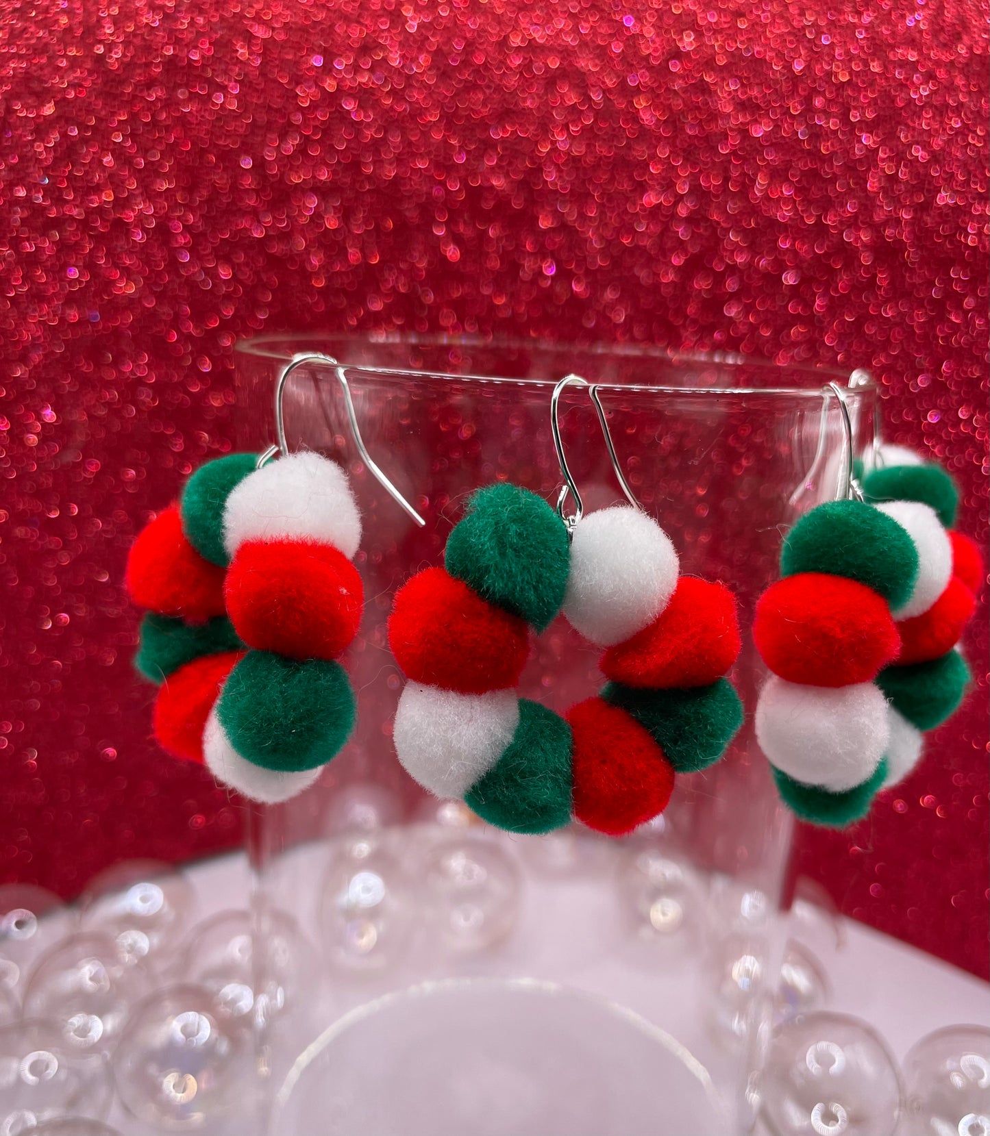Mini Whoville Pom Pom Hoop Earrings