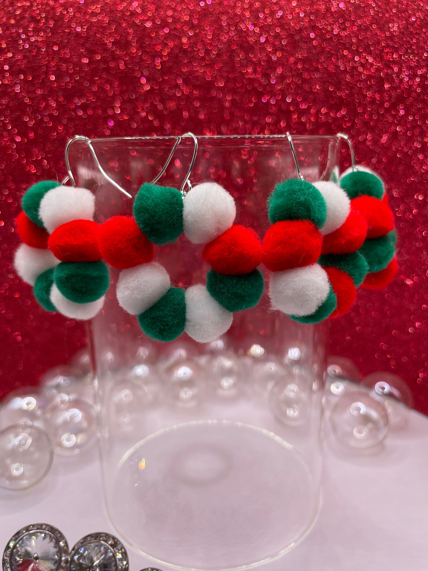 Mini Whoville Pom Pom Hoop Earrings
