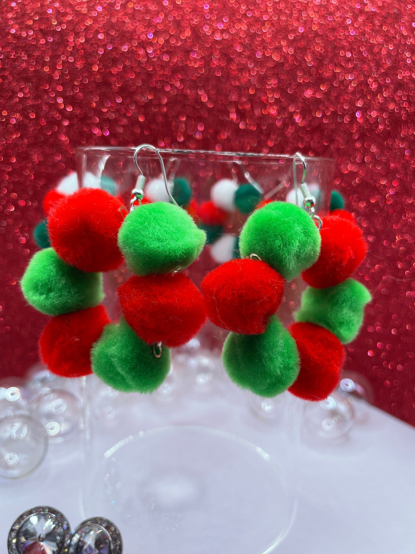 Mini Whoville Pom Pom Hoop Earrings