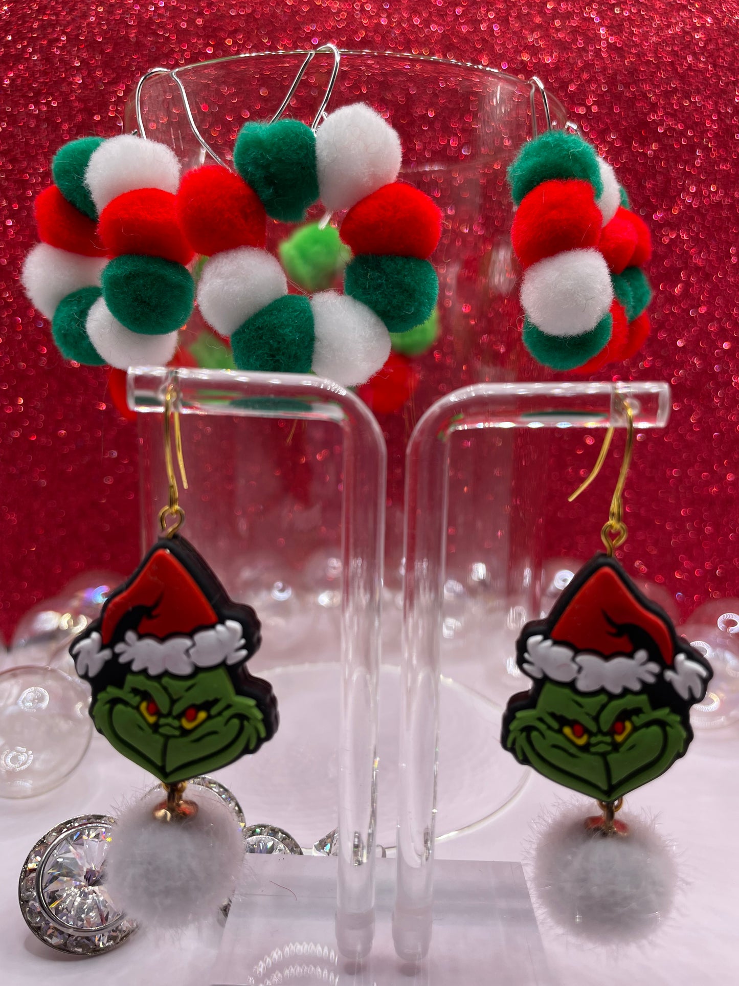 Mini Whoville Pom Pom Hoop Earrings