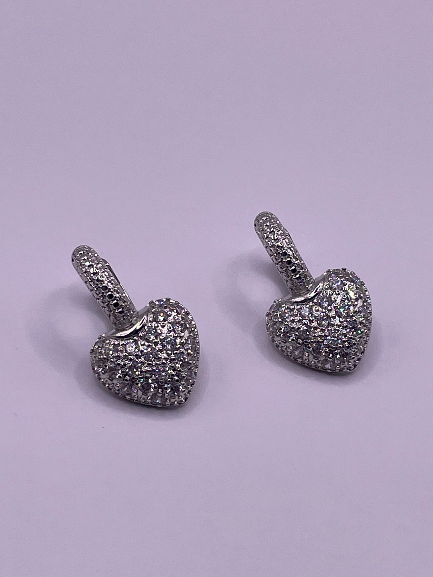 Pave Heart Huggies