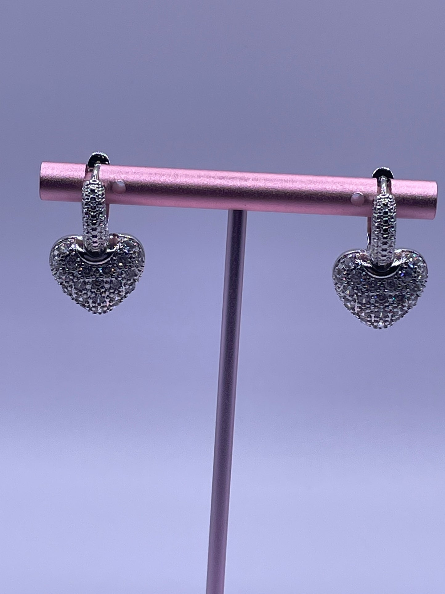 Pave Heart Huggies