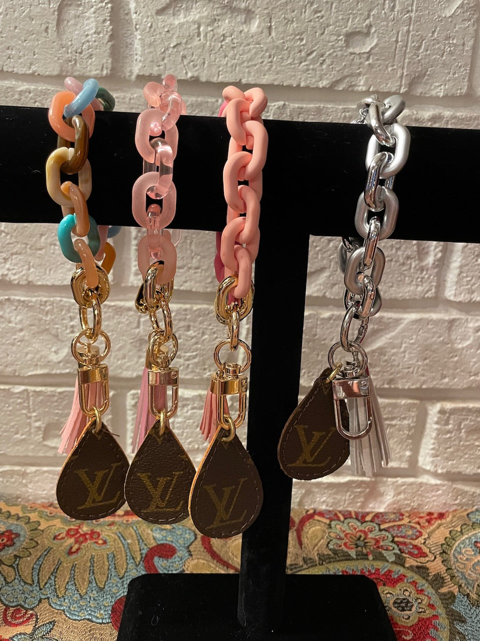 Repurposed LV Acrylic Chain Link Tassel Keychain