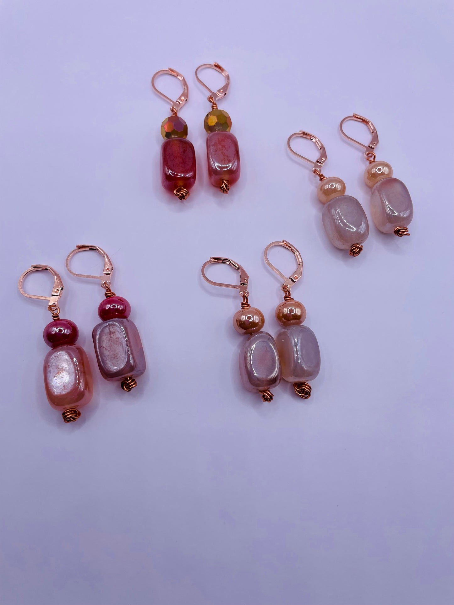 Glass Bead Gemstone Earrings