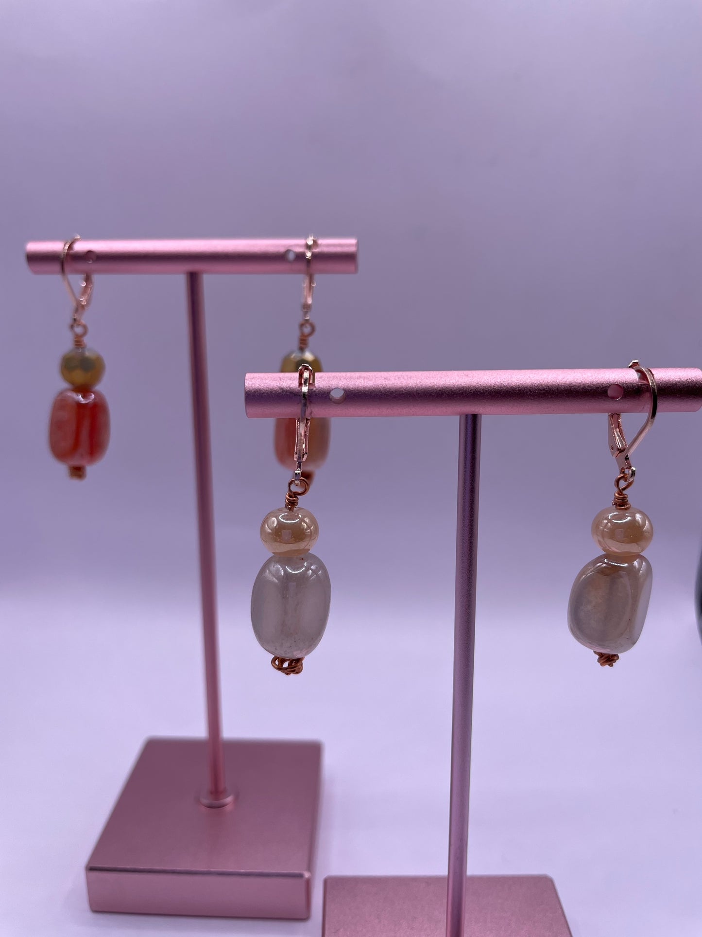 Glass Bead Gemstone Earrings