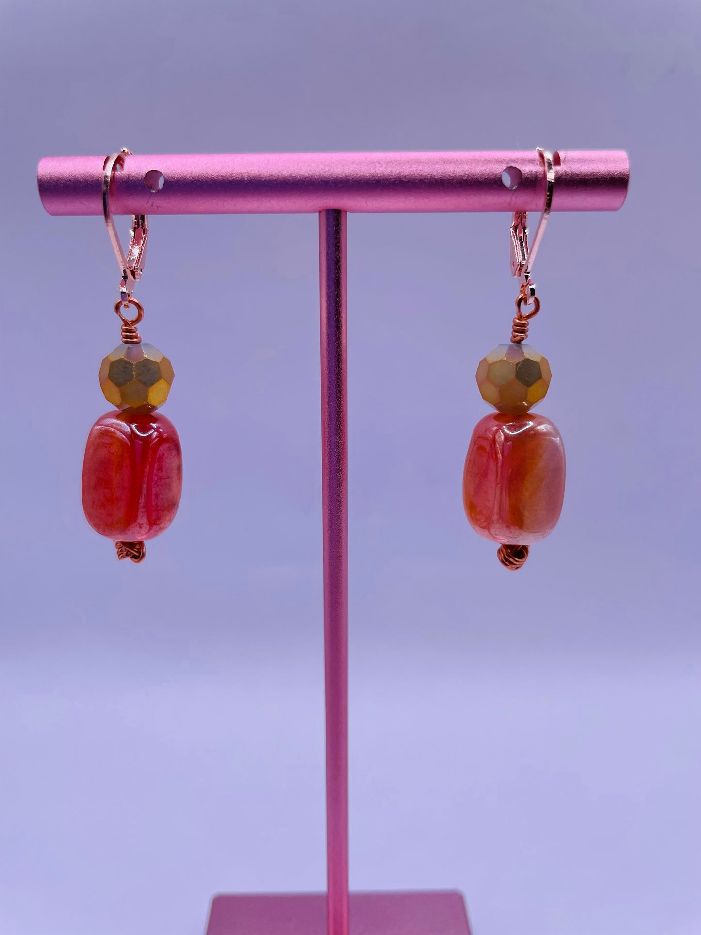 Glass Bead Gemstone Earrings