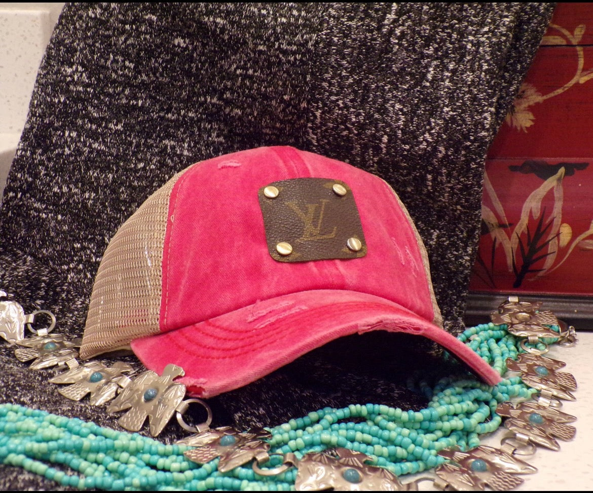 Repurposed LV Trucker Style Ponytail Cap