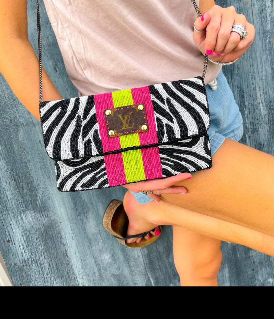 Repurposed LV Seed Bead Clutch