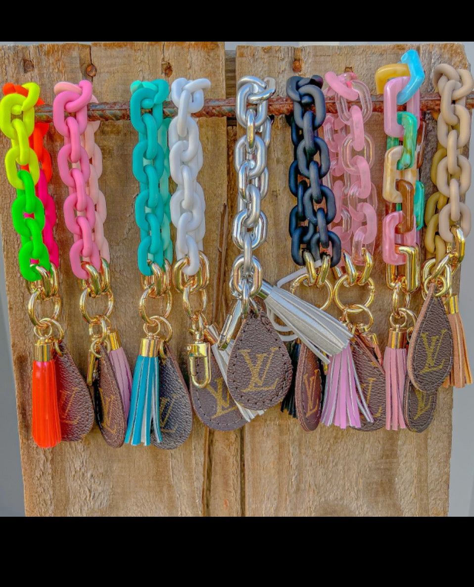 Repurposed LV Acrylic Chain Link Tassel Keychain