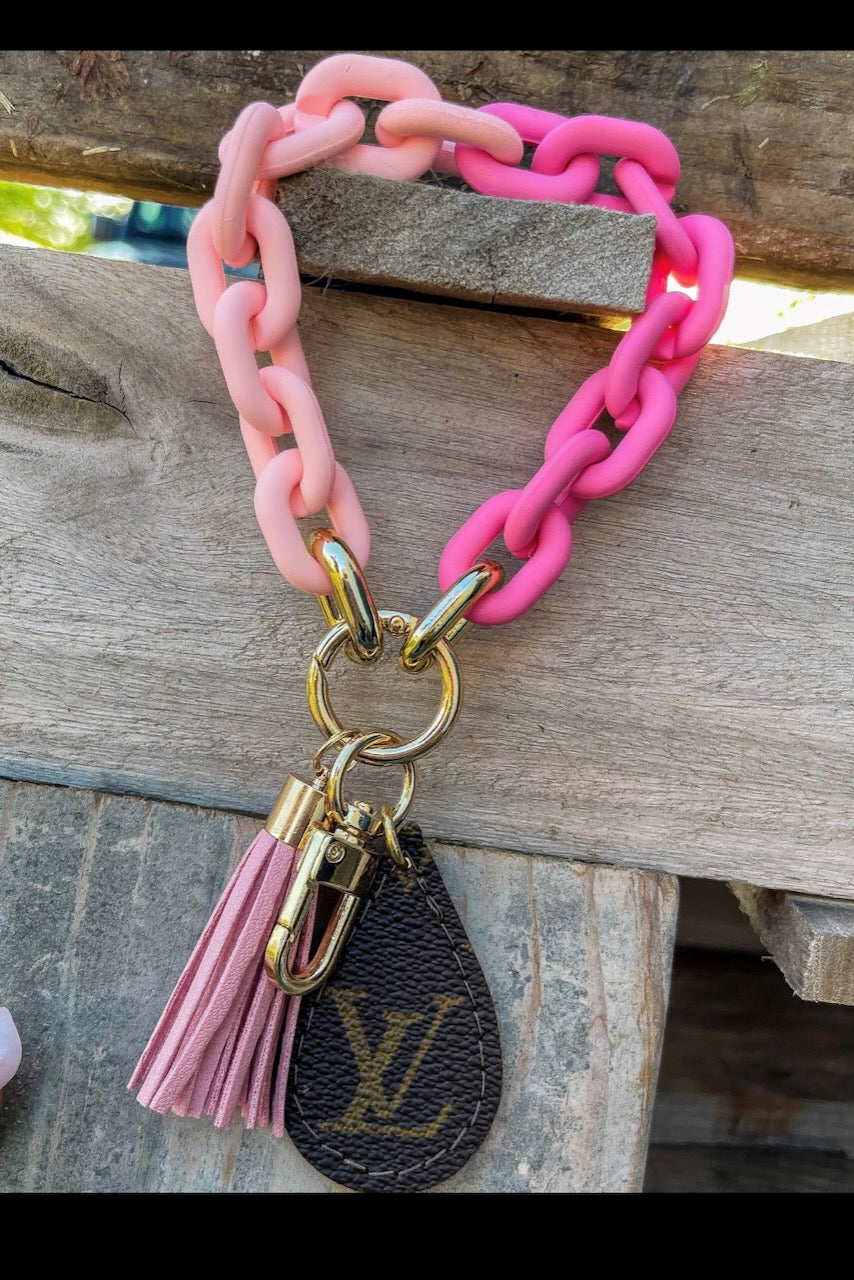 Repurposed LV Acrylic Chain Link Tassel Keychain