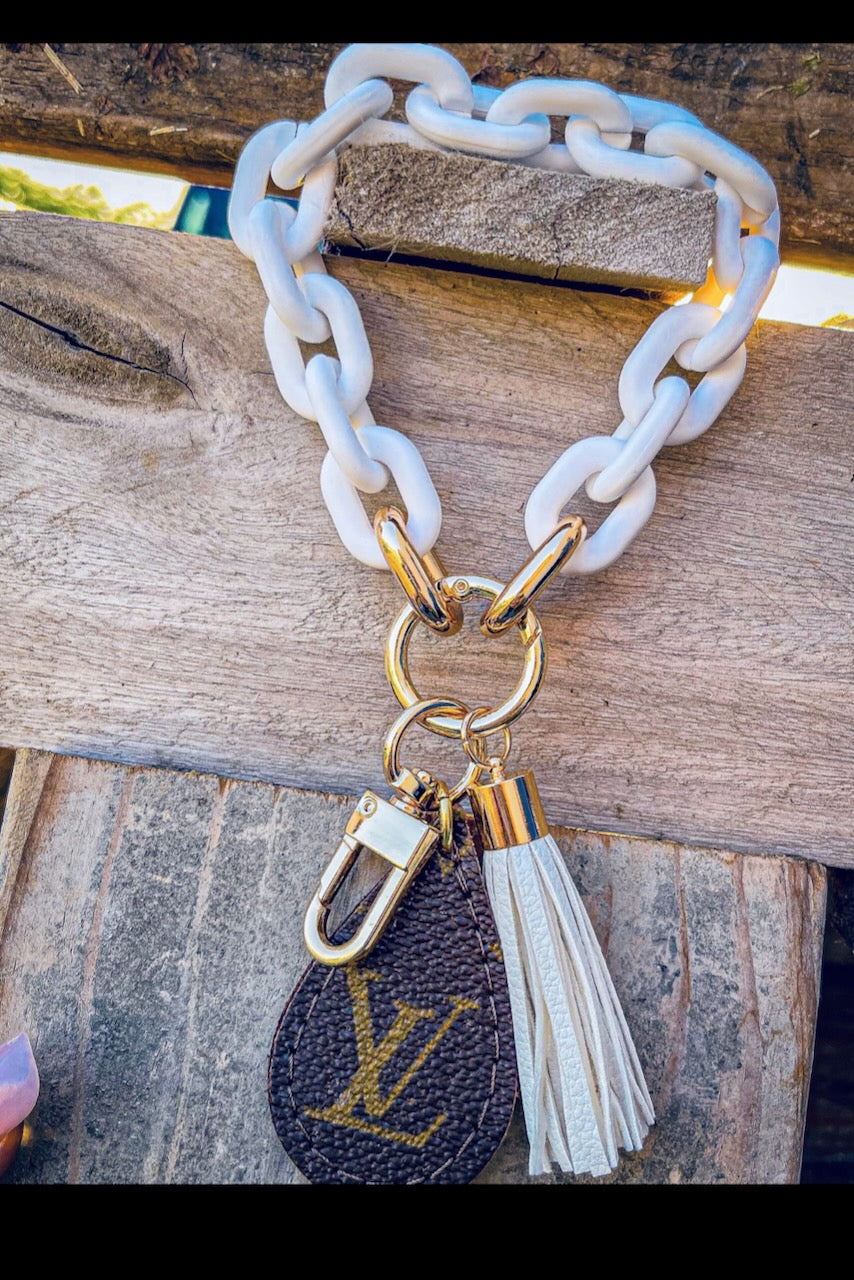 Repurposed LV Acrylic Chain Link Tassel Keychain