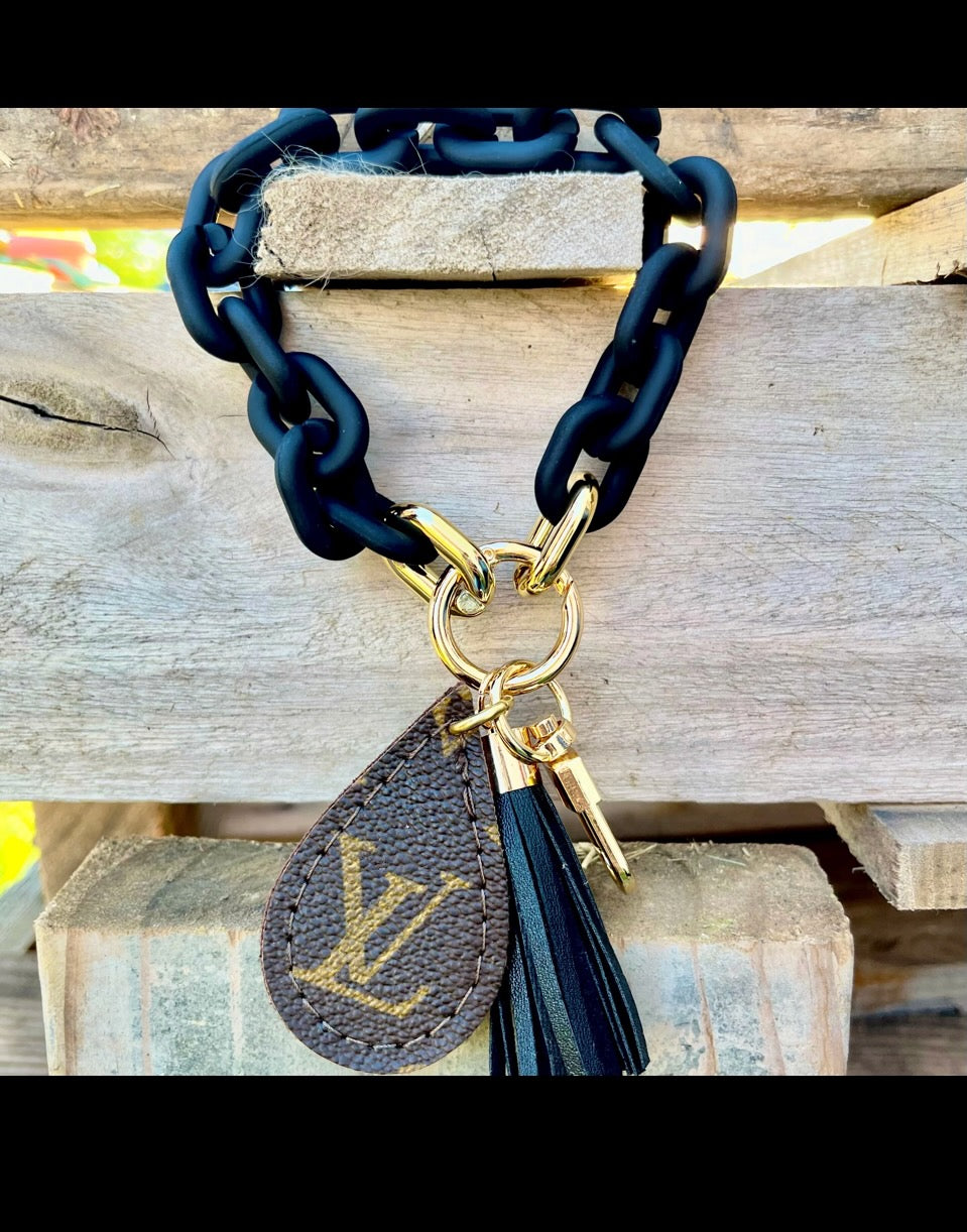 Repurposed LV Acrylic Chain Link Tassel Keychain