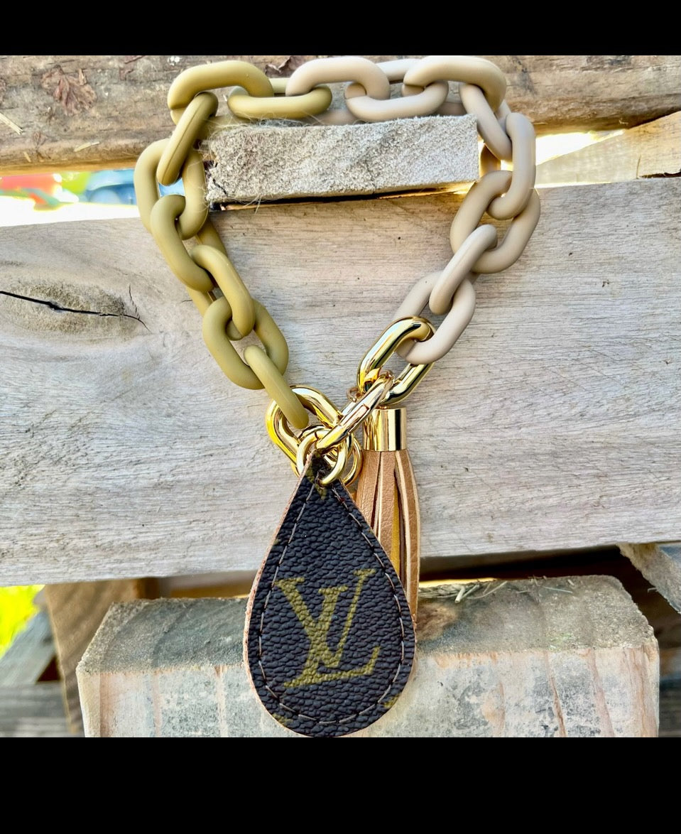 Repurposed LV Acrylic Chain Link Tassel Keychain