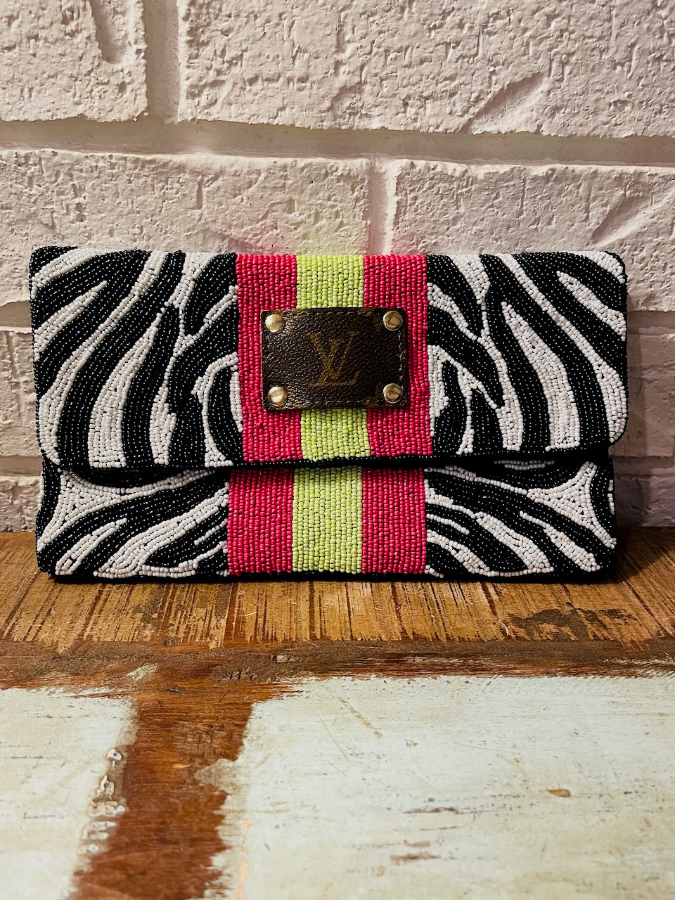 Repurposed LV Seed Bead Clutch