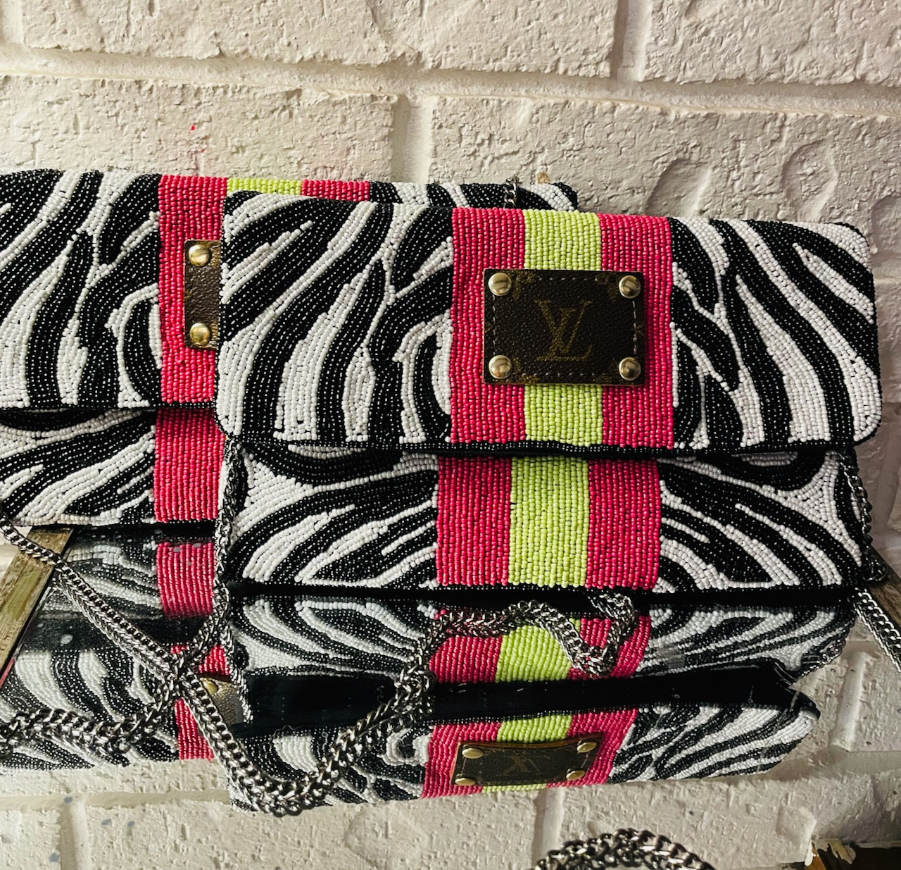 Repurposed LV Seed Bead Clutch