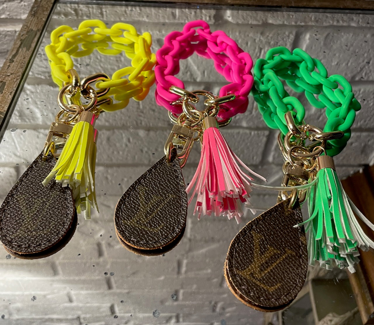 Repurposed LV Key Chain/Phone Wristlet