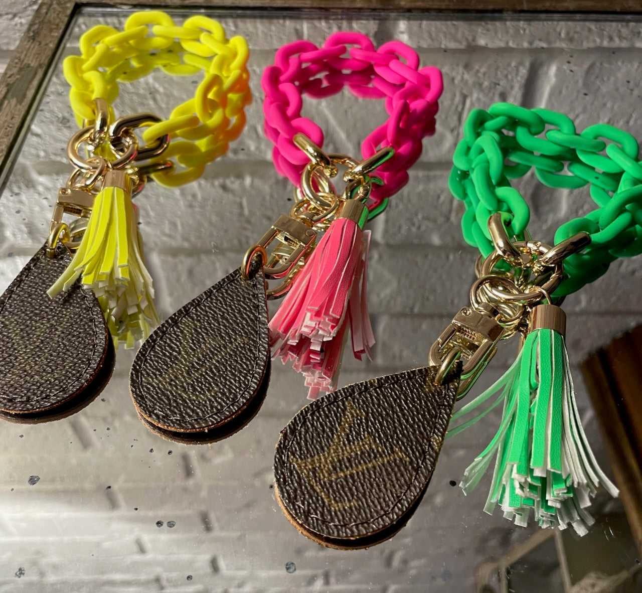 Repurposed LV Key Chain/Phone Wristlet