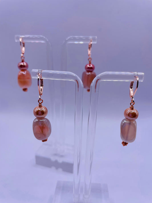 Glass Bead Gemstone Earrings