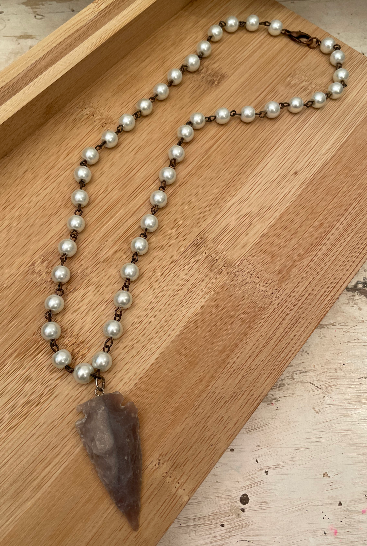 Pearl Arrowhead Necklace